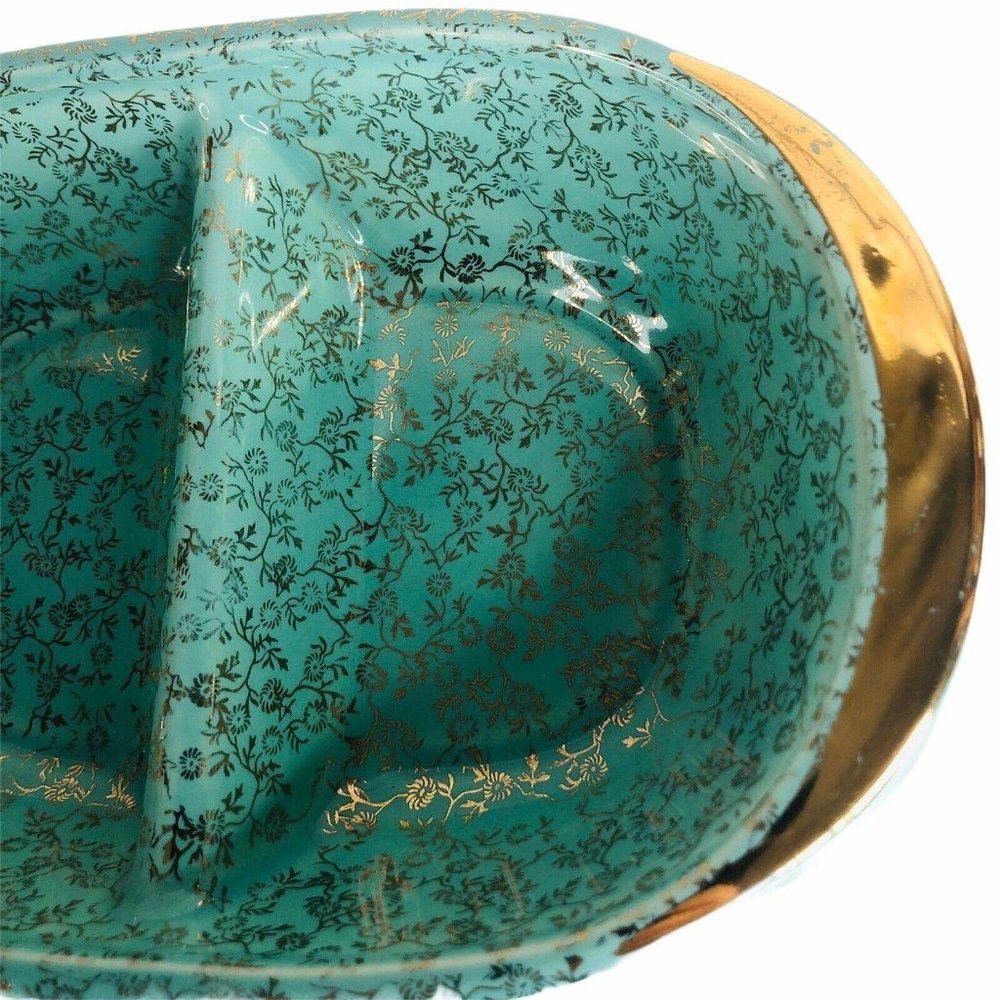 Pearl China CO Robin BLue Egg Divided Dish Gold - Picture 5 of 8